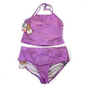 Nani Swimwear Iris Ribbed Midkini Bikini Set UPF 50 Women's Size L Tankini NWT